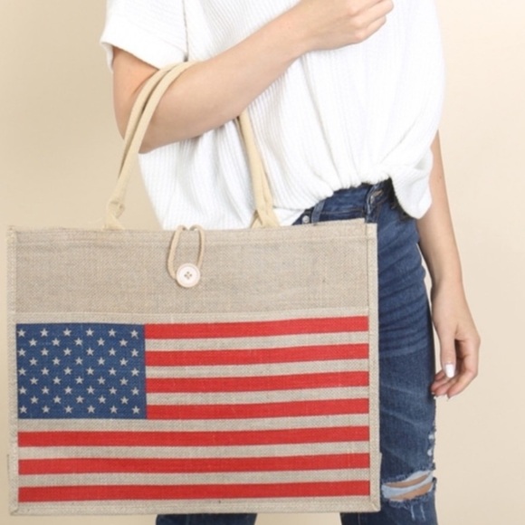 American Flag tote - bag Structured
Burlap Tote New approx 18x24x2-1/2 B… - Picture 9 of 14